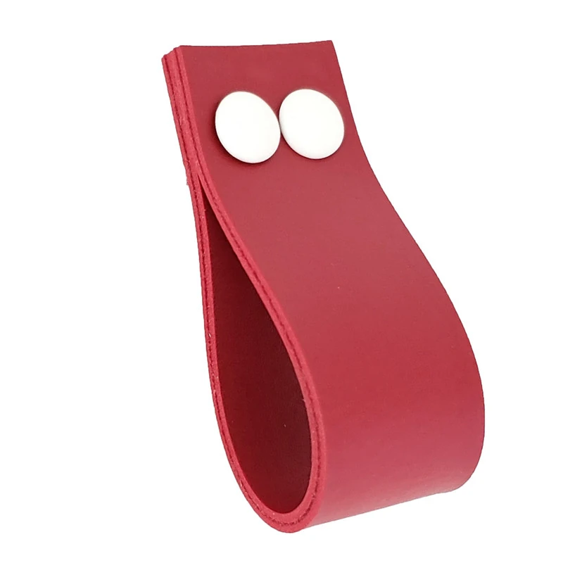 Puxador Dokotwo 2 Parafusos - Textura De Couro Vermelho - Parafusos Branco