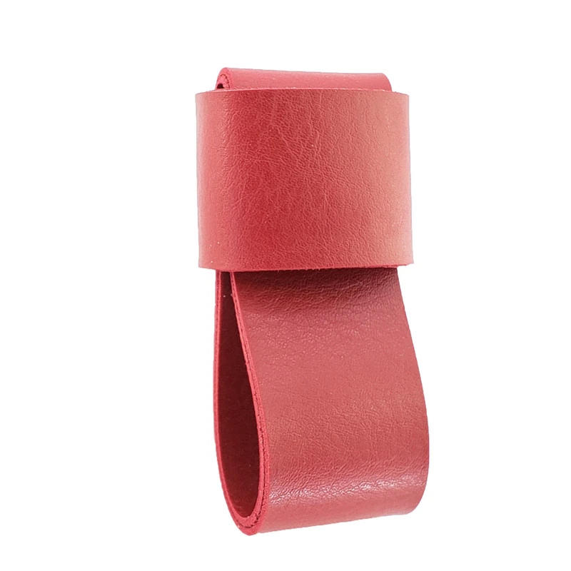 Puxador Dori 01 - Textura De Couro - Cor Vermelho