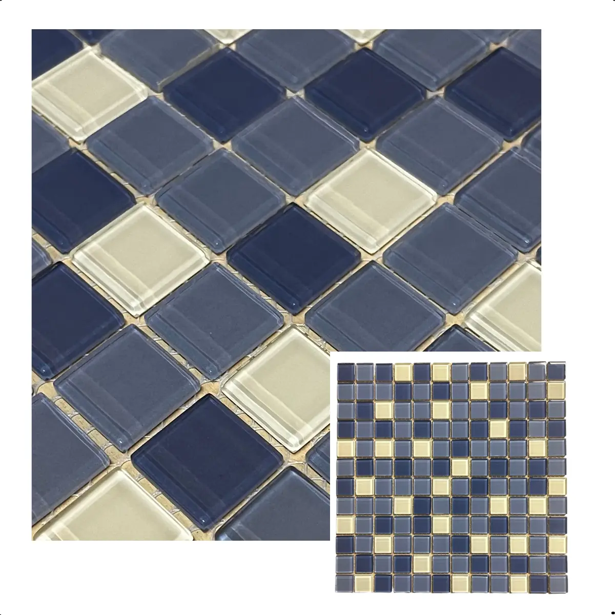 Pastilha de Vidro Azul Mescla 30X30cm