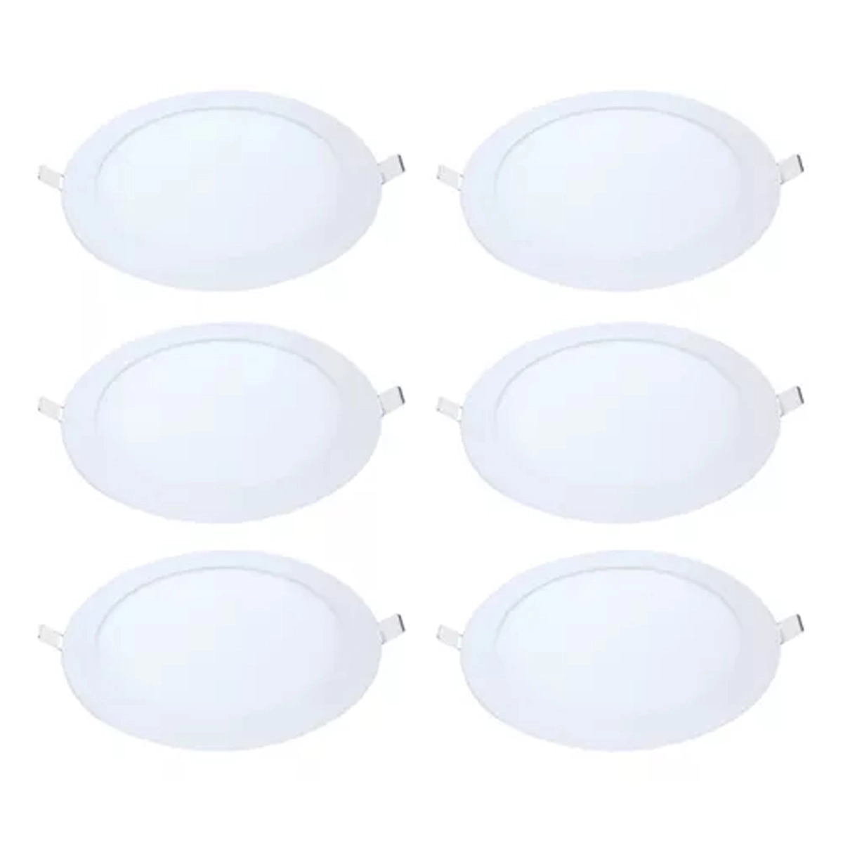 Kit 6 Painel Led Embutir Redondo 18w 3000k 22cm Avant