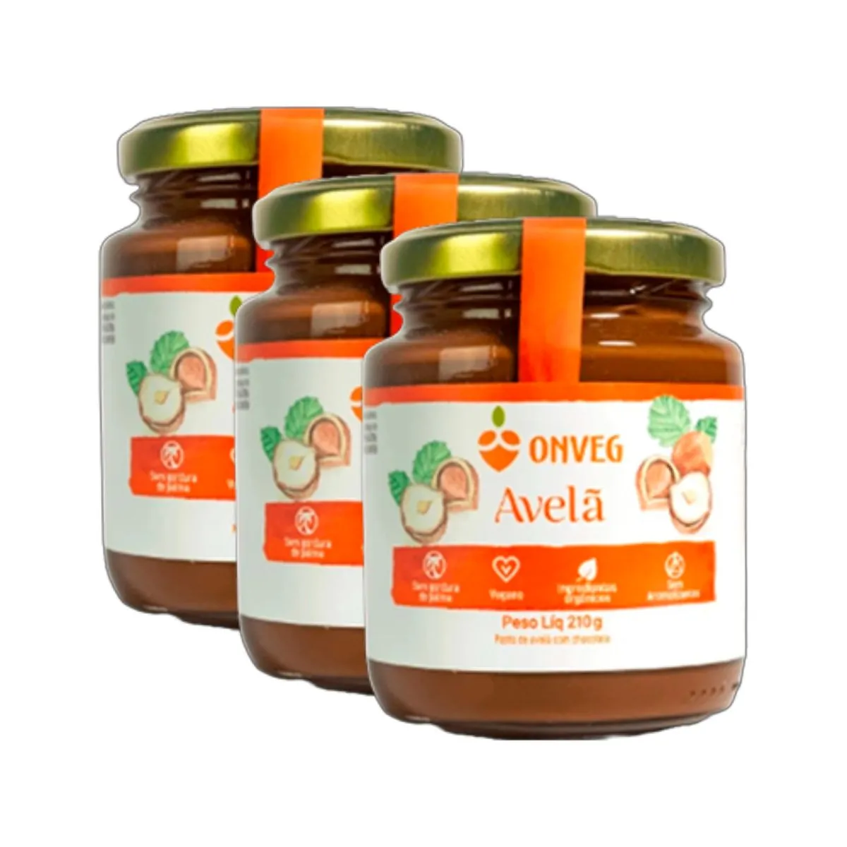 Kit 3X: Pasta de Avelã com Chocolate Onveg 210g
