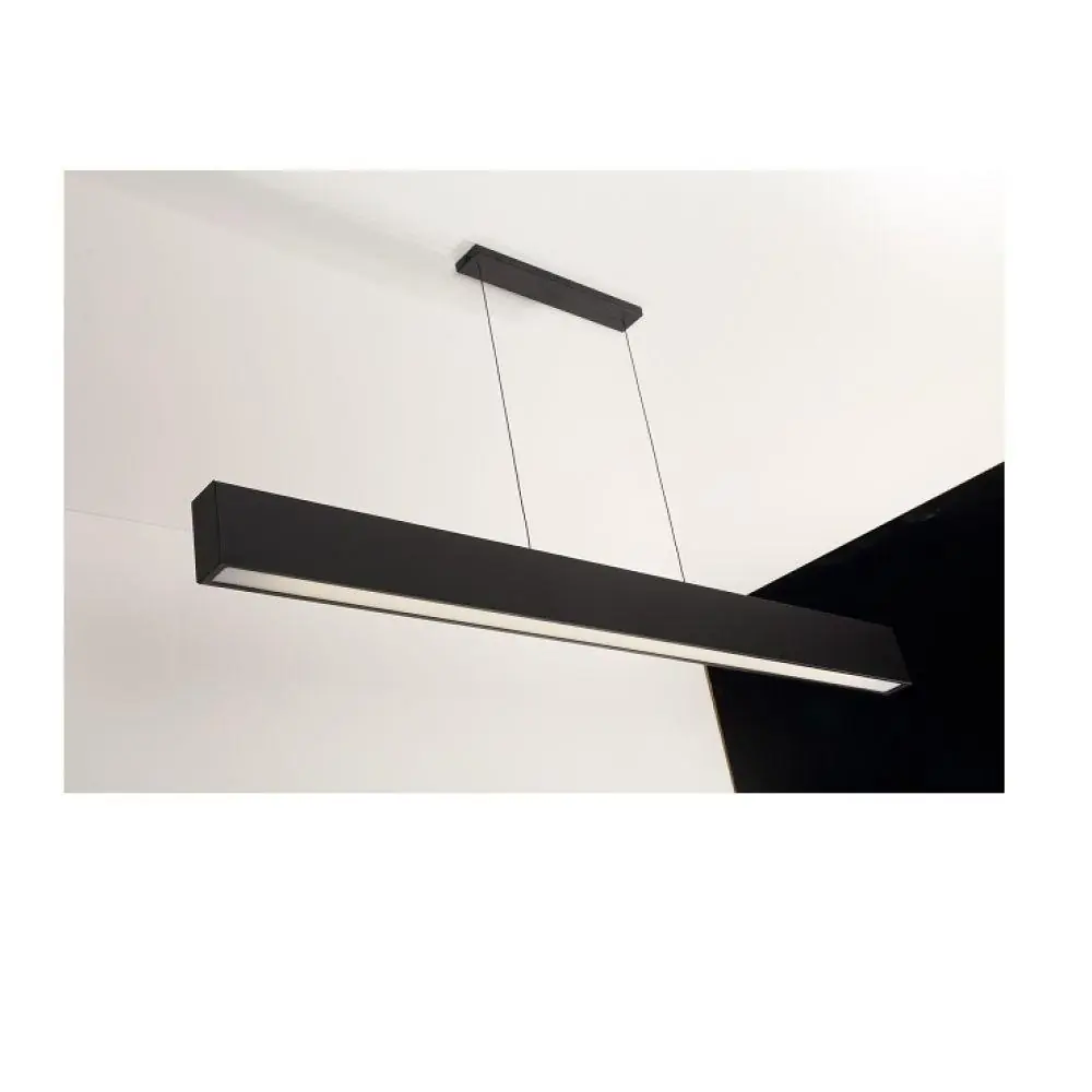 Pendente Retangular 65cm Preto E 1 Lâmpada Tuboled 9w 6500k