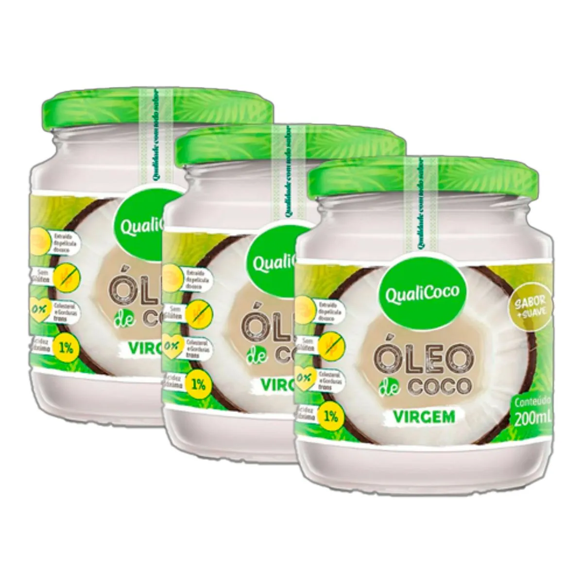 Kit 3X: Óleo de Coco Virgem Qualicoco 200ml