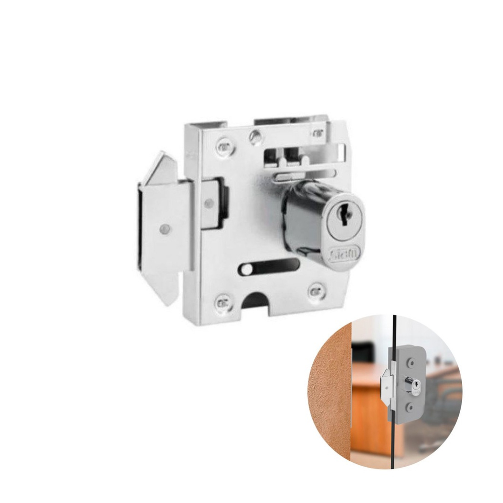 Fechadura Para Blindex De Correr/bater Stam 2002 Cilindro Oval Cromada