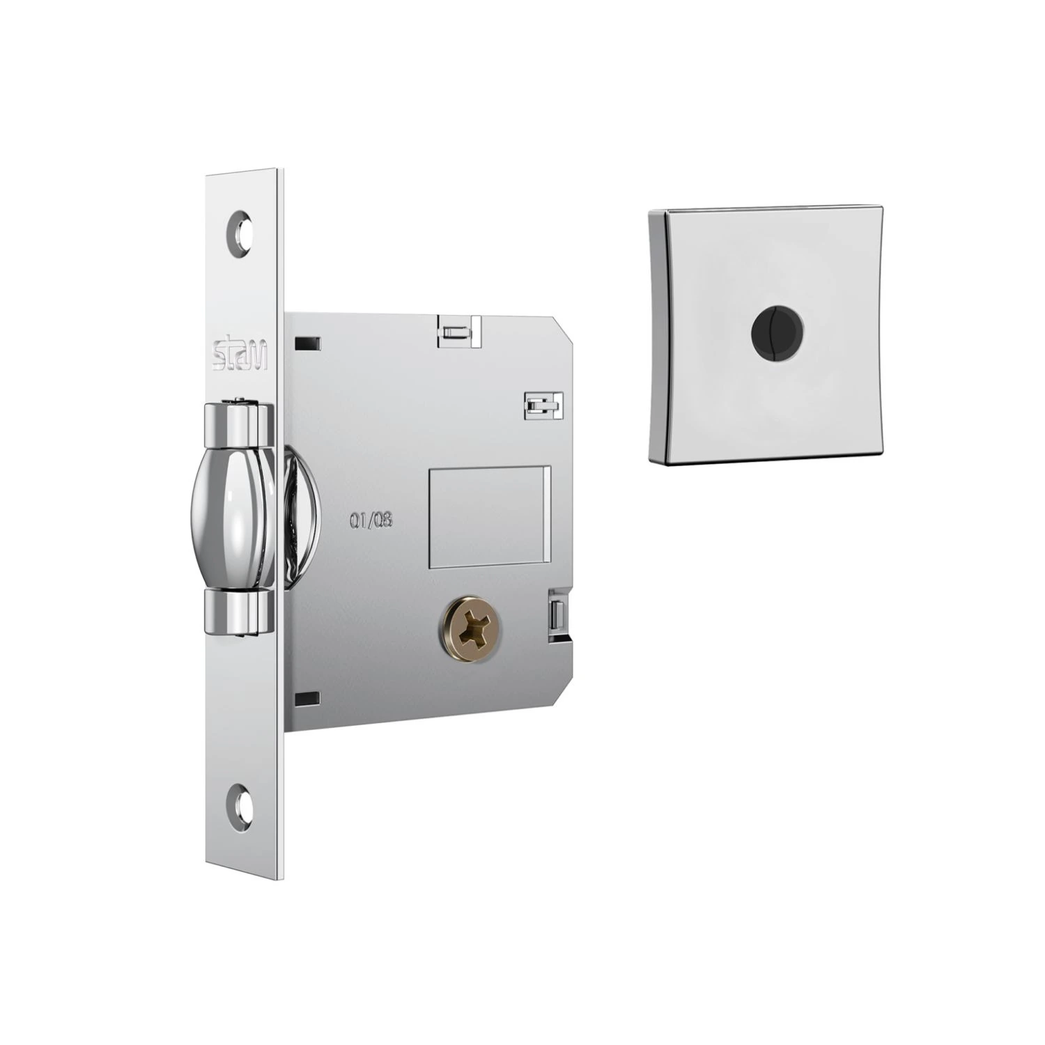 Fechadura Rolete Auxiliar 1005 Par Tetra Chave Roseta Quadrada Cromado 45mm Stam