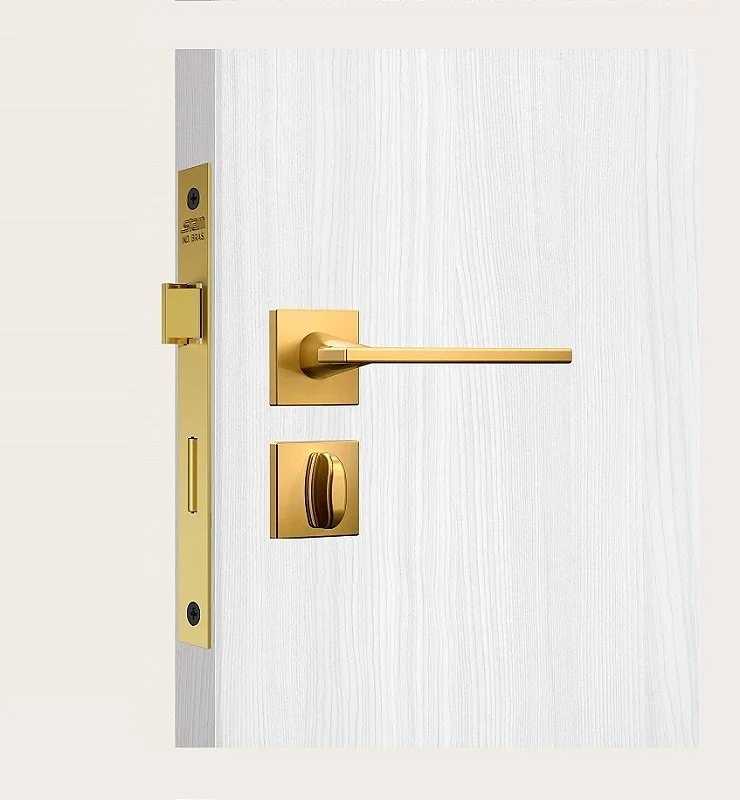 Fechadura Porta Banheiro Wc Dourada Gold Stam Classic 40mm