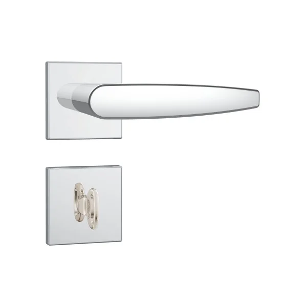 Fechadura Stam Inox Cromada 40 Mm Roseta Quadrada Banheiro / Wc