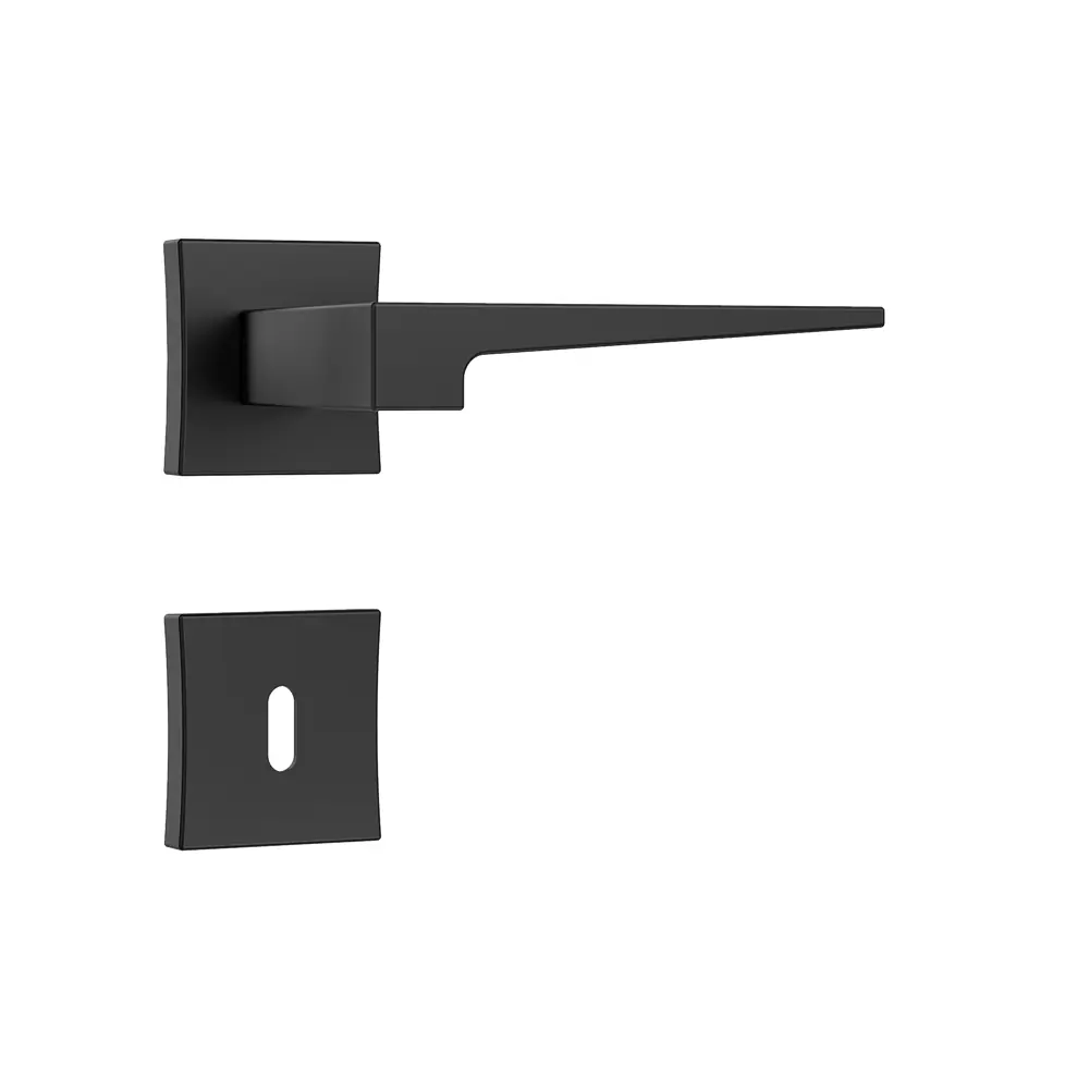 Fechadura Externa Stam 3200 55mm Preta Fosca Roseta Quadrada Interna