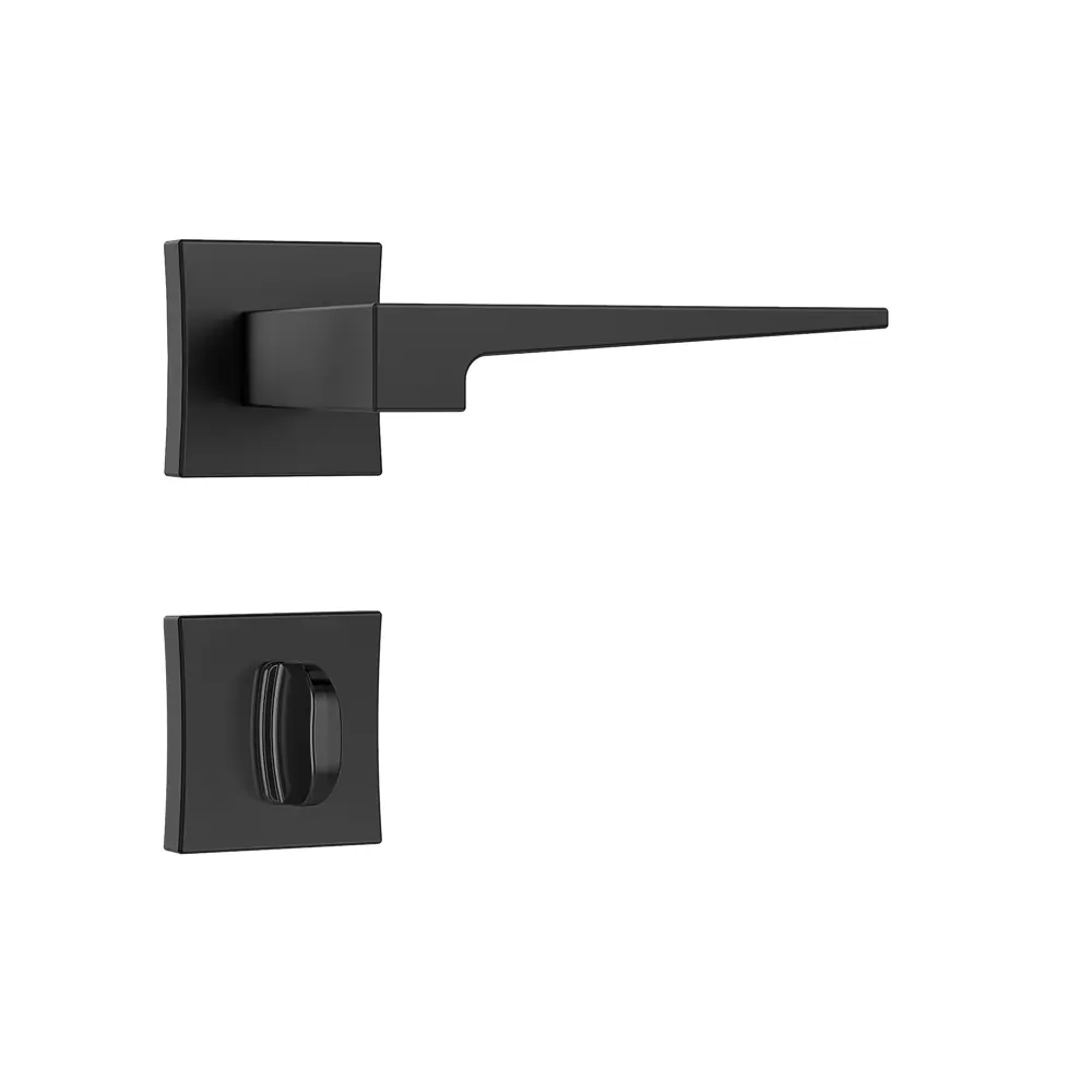 Fechadura Externa Stam 3200 55mm Preta Fosca Roseta Quadrada Banheiro / Wc