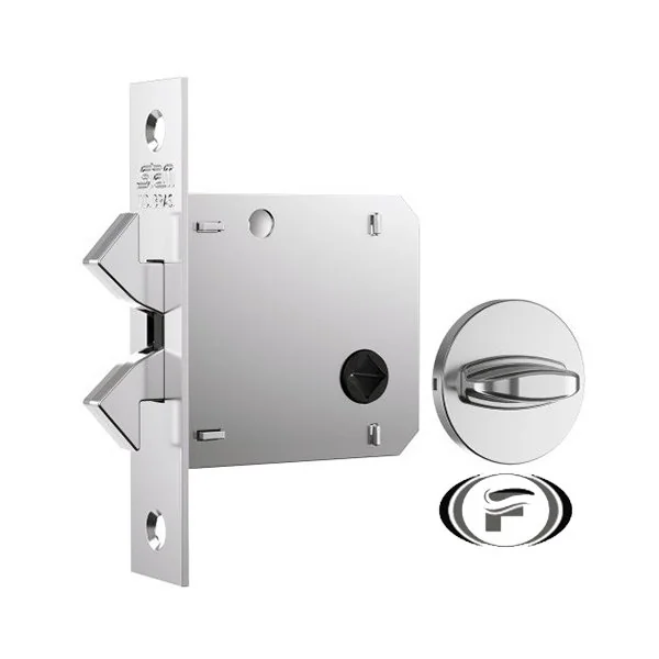 Fechadura 1006 Bater Correr Banheiro Cromada Roseta Redonda Stam