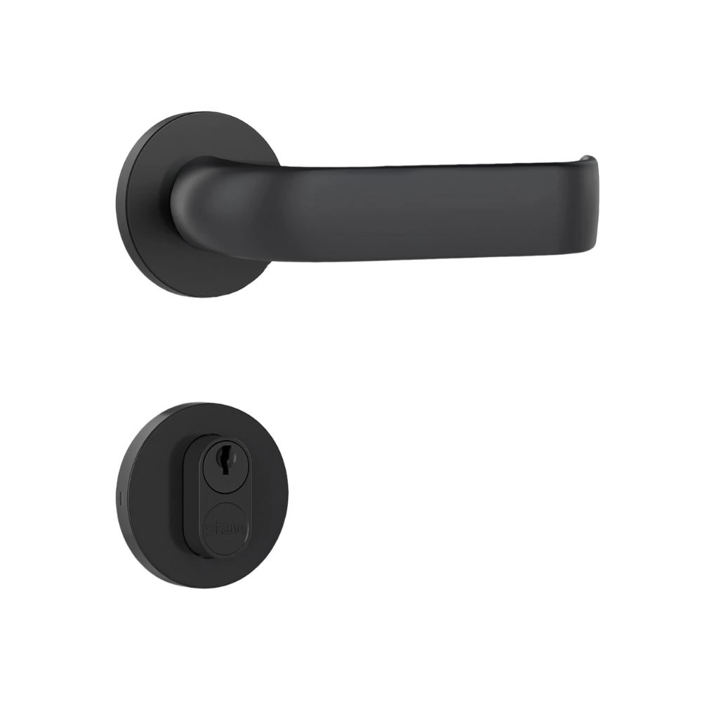 Fechadura Classic 3900 Externa Roseta Redonda Black Preta 55mm Stam