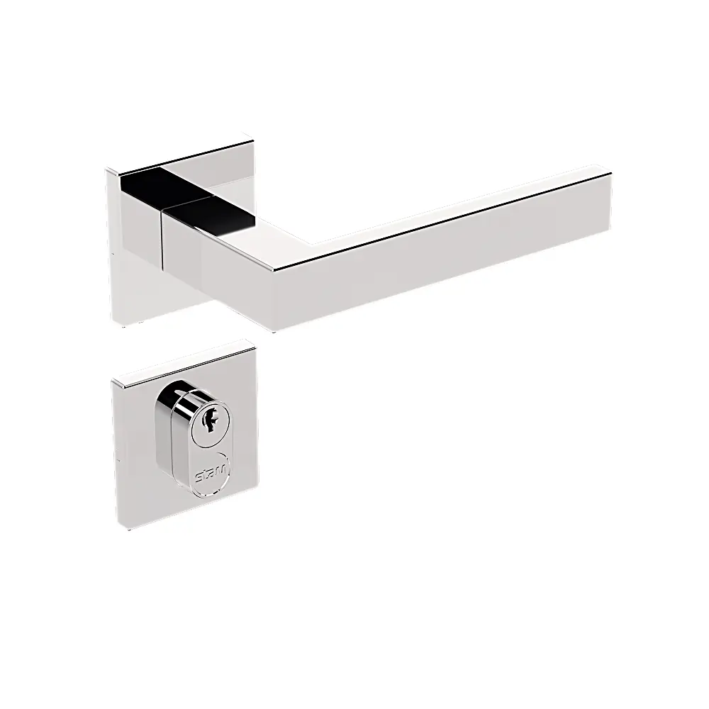 Fechadura Interna Stam Ix290 40mm Inox Polido Cromada Roseta Quadrada Externa