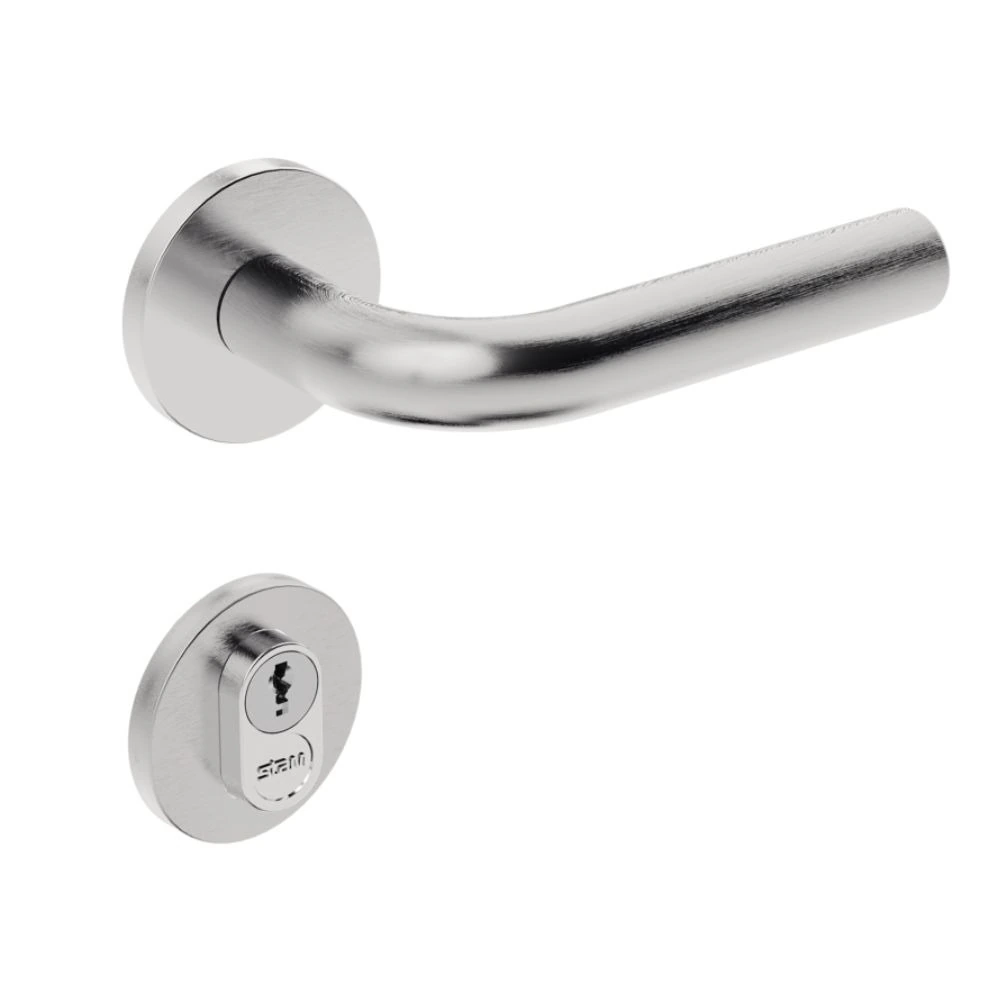 Fechadura Externa Inox Home Ix310 55mm Roseta Redonda Inox Escovado Stam
