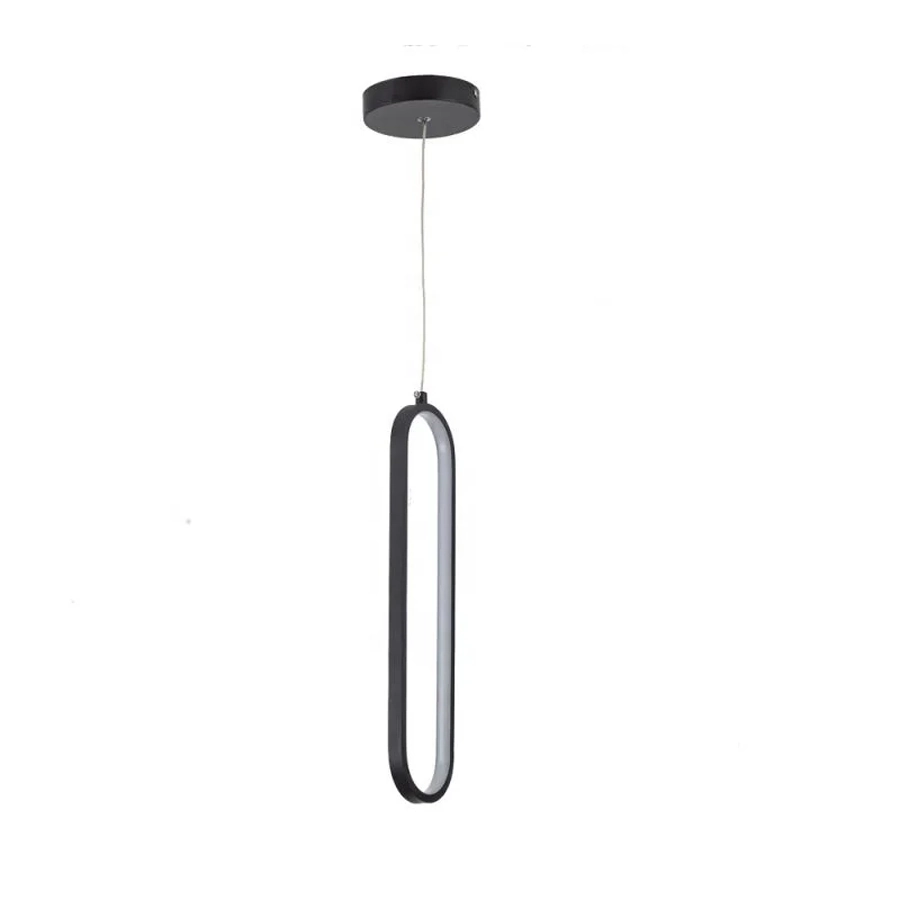 Pendente Moderno Oval Preto 38cm Led 18w 3000k Bivolt 15769-pl