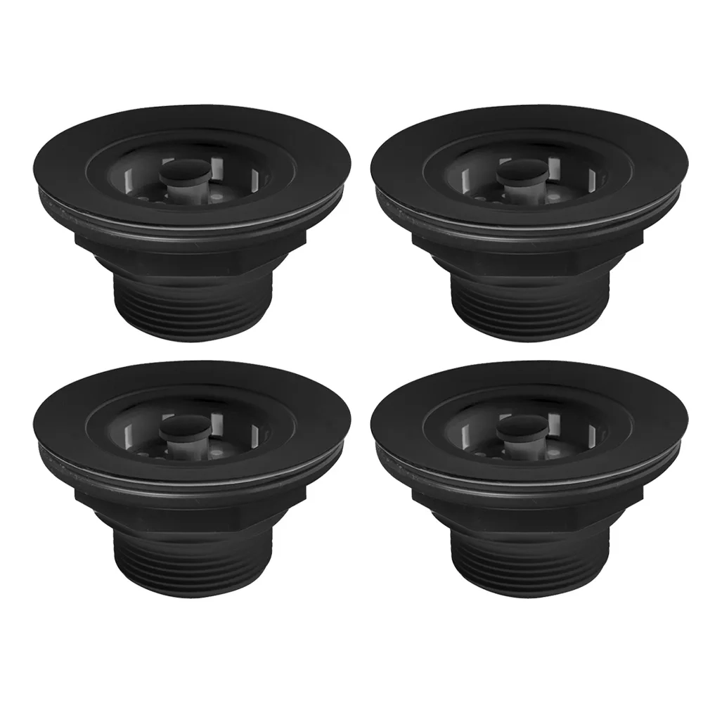Kit 4 Válvula Americana Escoamento Pia 3.1/2   Preta Estrela