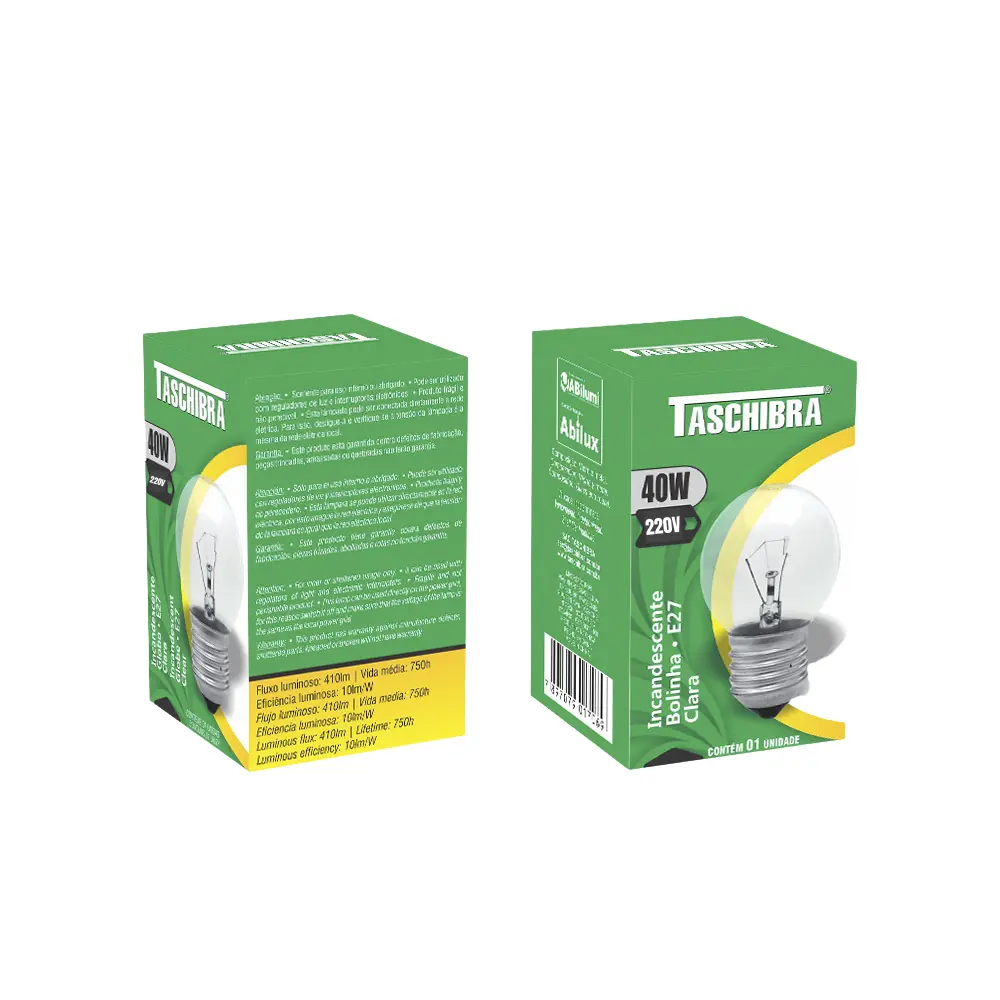 Lâmpada Incandescente Taschibra Bolinha Clara 40w E27 220v
