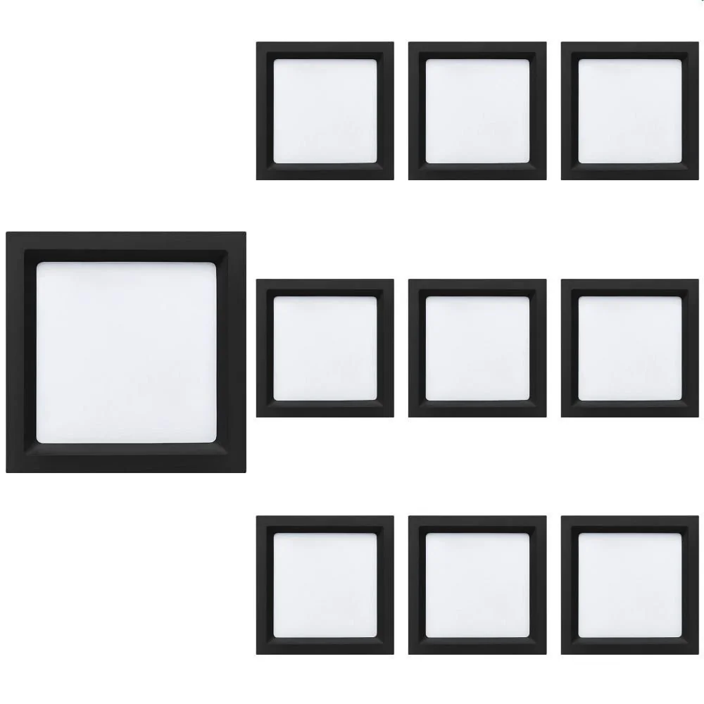10 Painel De Led Stella Quadrado Deep De Embutir Recuado 17w Bivolt Preto 4000k Luz Neutra