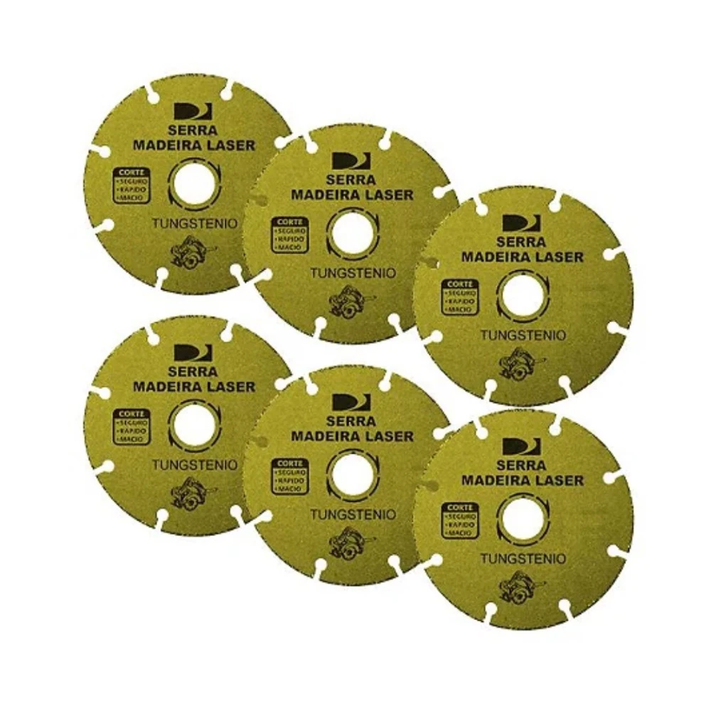 Kit 6 Disco Serra Madeira Laser Tungstênio 7.1/4   180mm