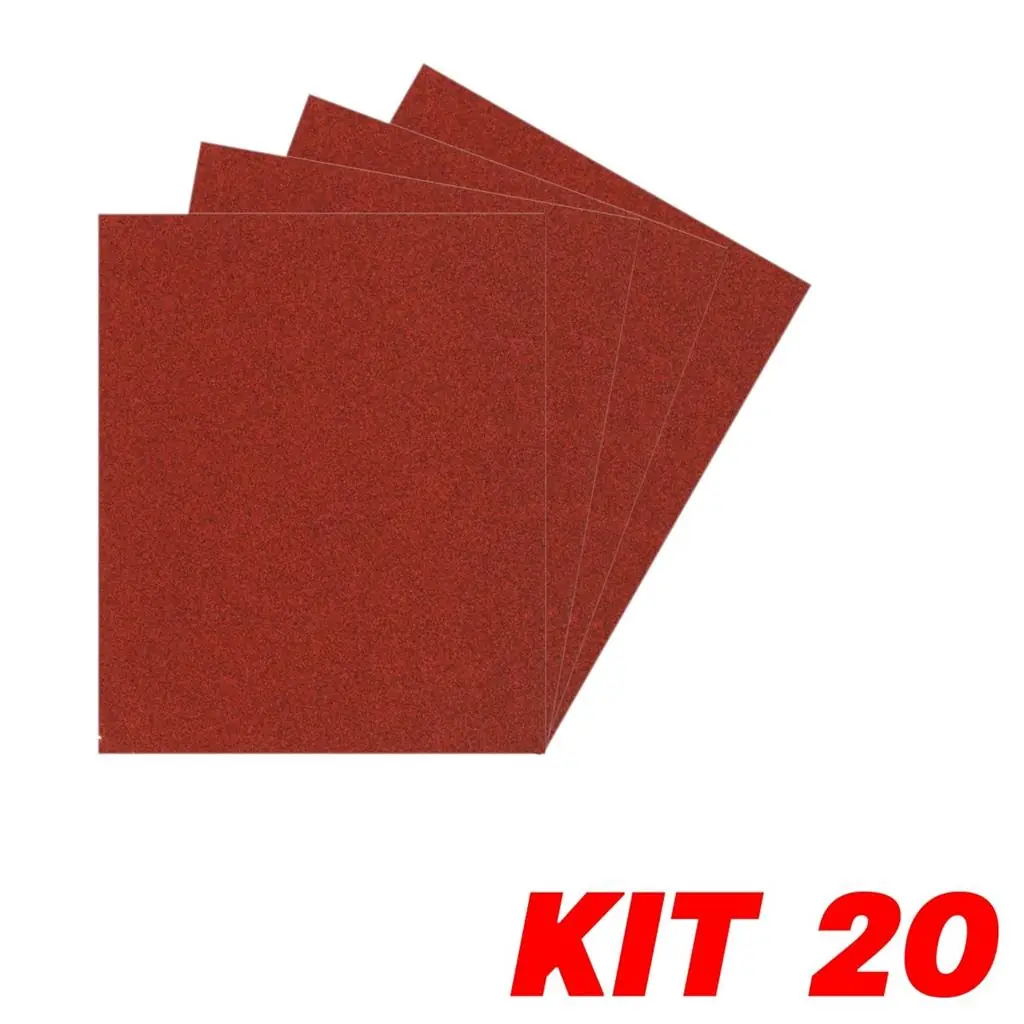 Kit 20 Lixa Folha Grão 220 Massa Gesso Parede 27x22cm