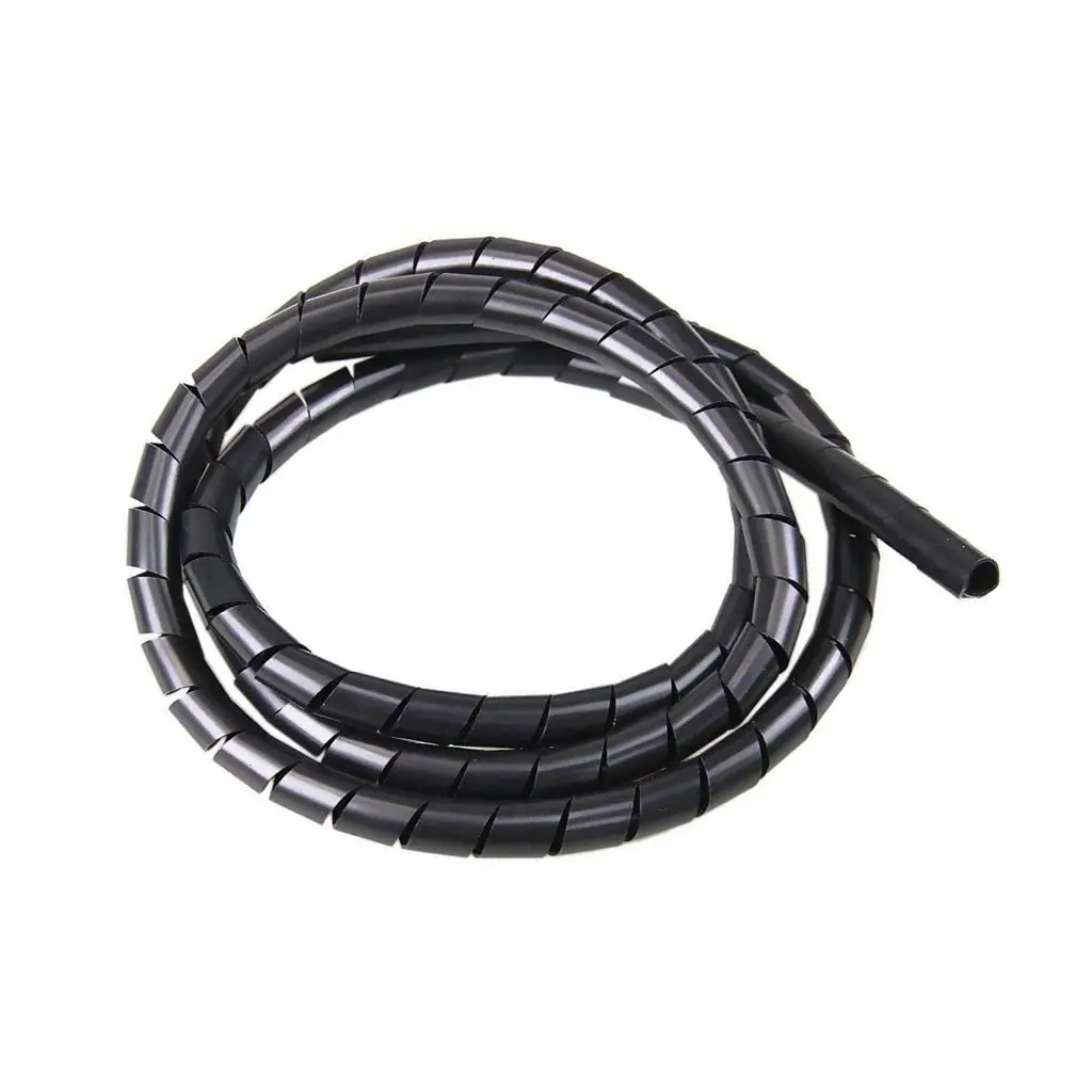Organizador Fios Cabos 10mm Espiral Flexível 5 Metros Preto