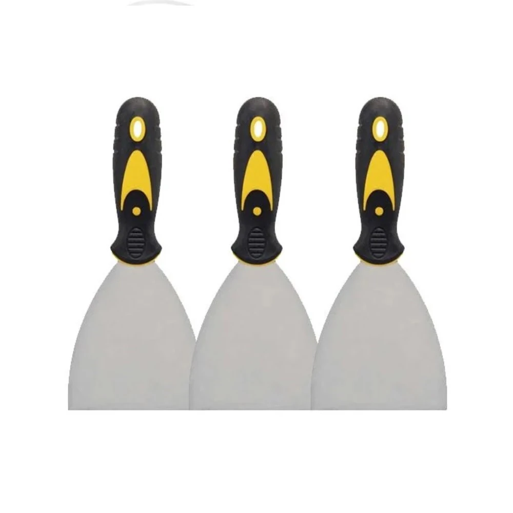 Kit 3 Espátula De Aço Lisa Com Cabo Emborrachado 3 0,7mm