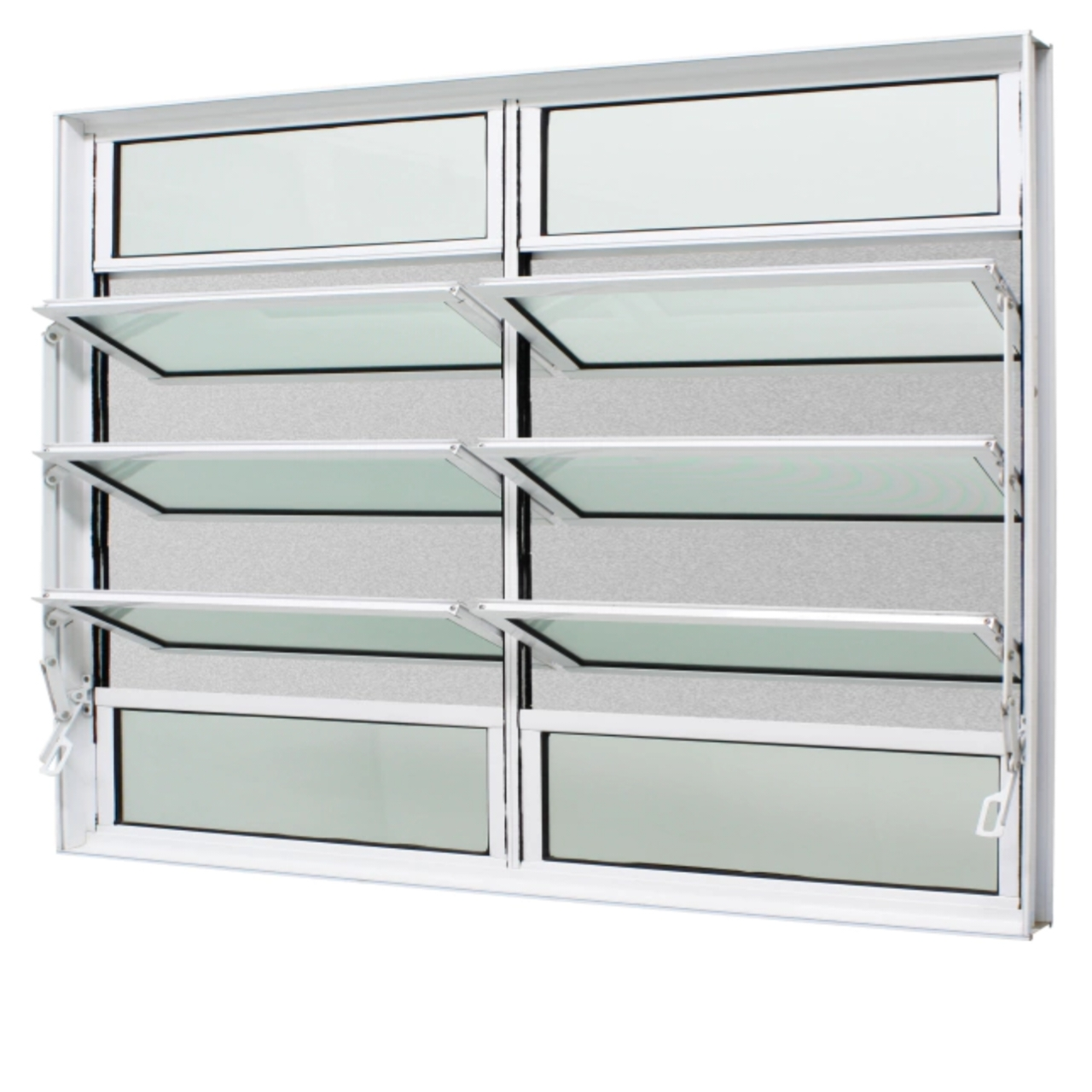 Janela Basculante 100x120 Alumínio Branco 2 Seções Com Tela Mosquiteiro Jap Caribe Max