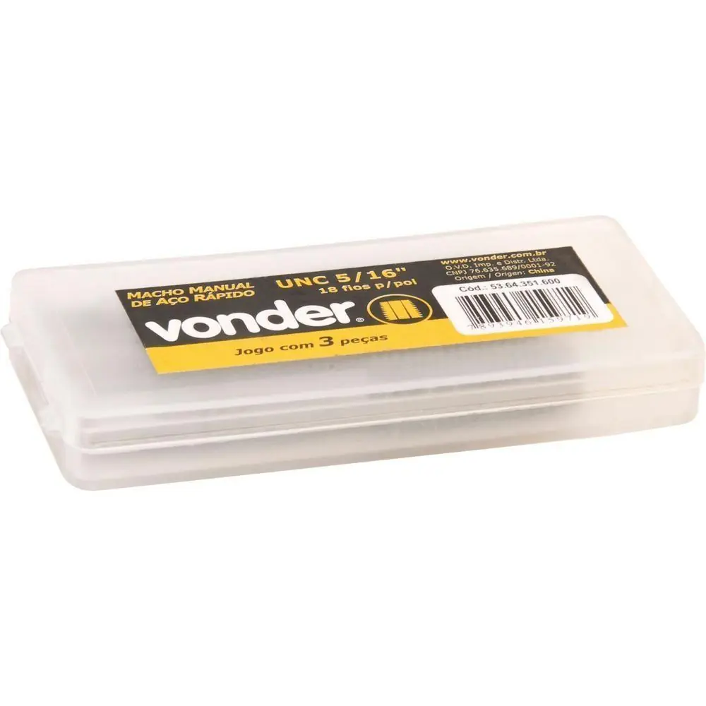 Macho Manual Aço Rápido 7/16" Unc 14fpp 2 Pç Din 351 Vonder