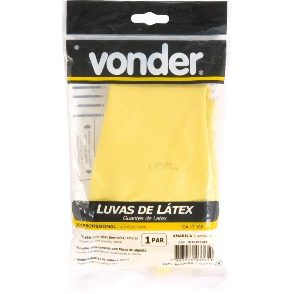 Luva De Latex Peq Am C/forro Vonder