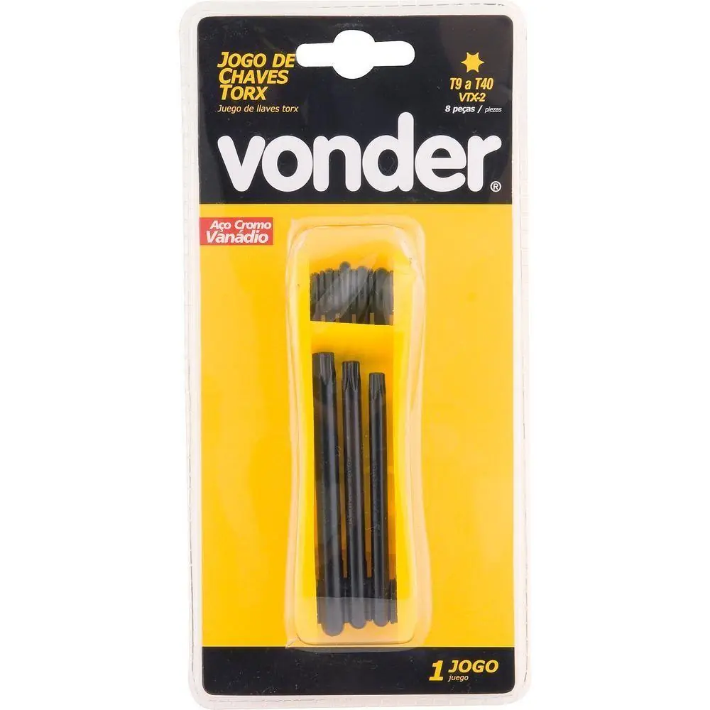 Chave Torx Jogo Com 08 T09 A T40 Vtx 2 Cromo Vanádio Vonder