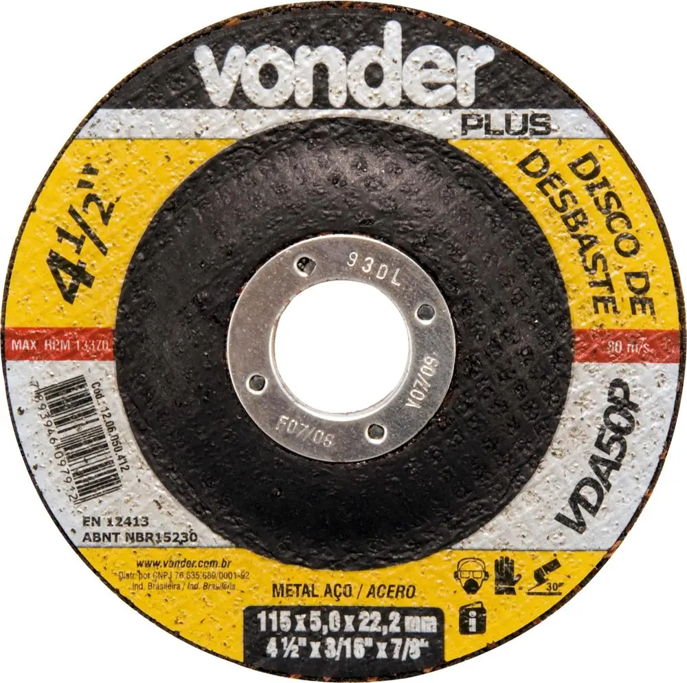 Disco De Desbaste 114,3x5,0x22,22 Para Aço Carbono Vda50p -