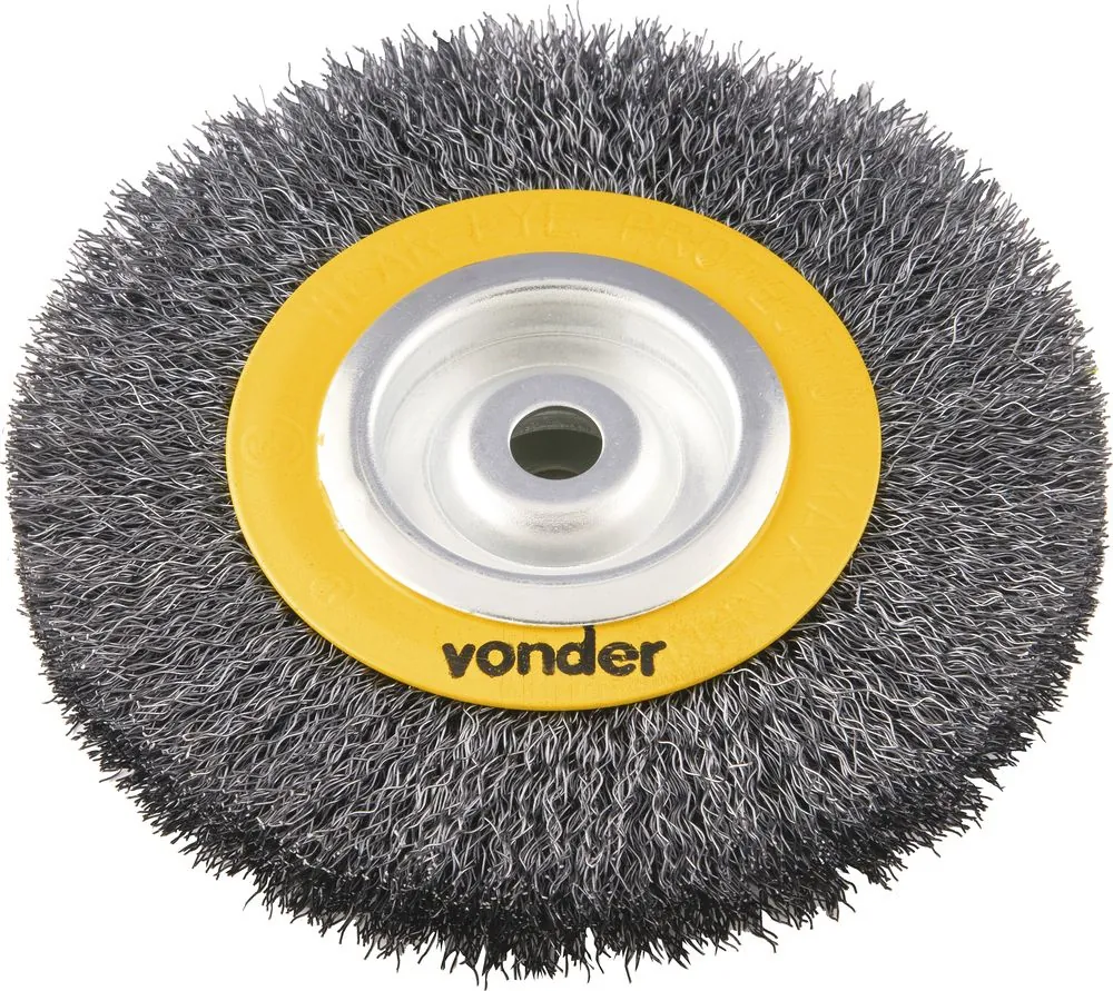 Escova Circular Ondulada 6x3/4 Furo 1/2 Aço Carbono Polido