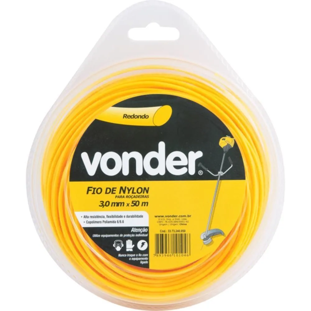 Fio De Nylon Redondo 3,0 Mm X 50 Metros - Vonder