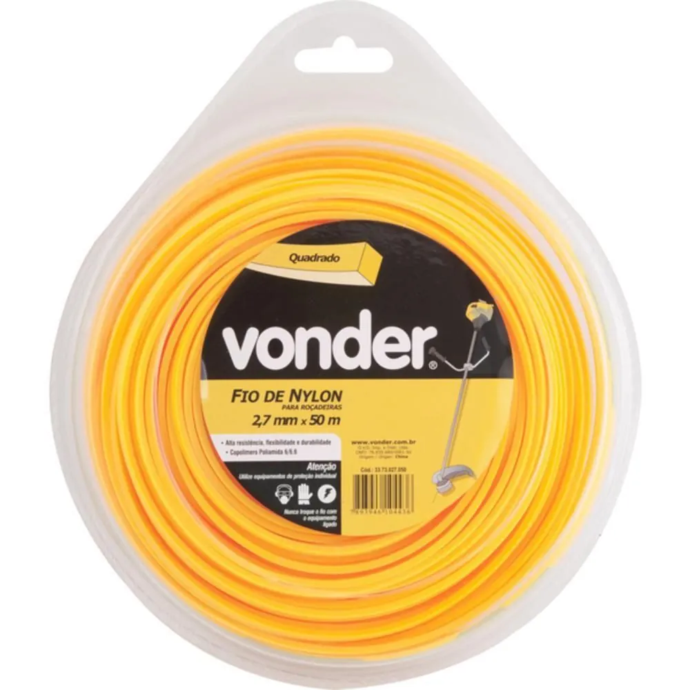 Fio De Nylon Quadrado 2,7 Mm X 50 Metros - Vonder