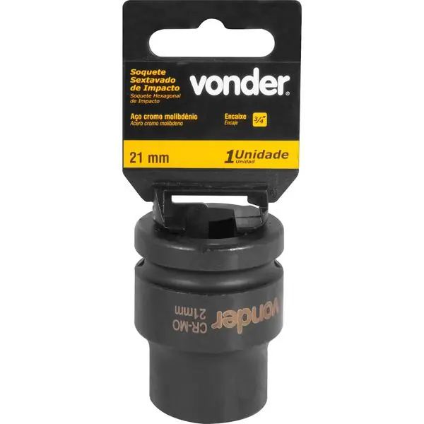 Soquete Sextavado De Impacto Encaixe 3/4" 21mm Vonder