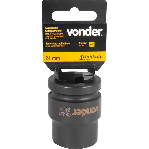 Soquete Sextavado De Impacto Encaixe 3/4" 24mm Vonder