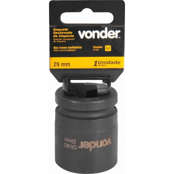 Soquete Sextavado De Impacto Encaixe 3/4" 29mm Vonder