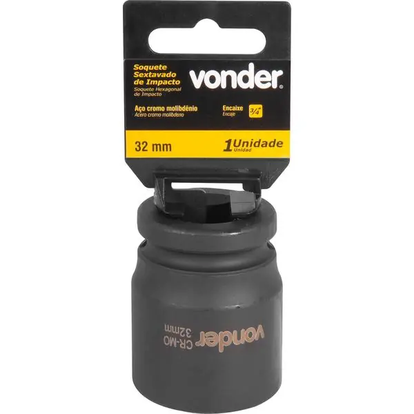 Soquete Sextavado De Impacto Encaixe 3/4" 32mm Vonder
