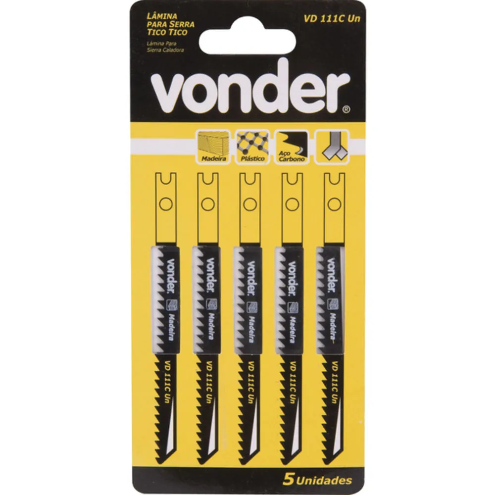Jogo De Lâminas Para Serra Tico Tico 100 Mm 8 Dentes Com 5 Peças - Vd 111c-un - Vonder