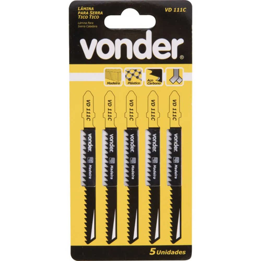 Jogo De Lâminas Para Serra Tico Tico 100 Mm 8 Dentes Com 5 Peças - Vd 111c - Vonder