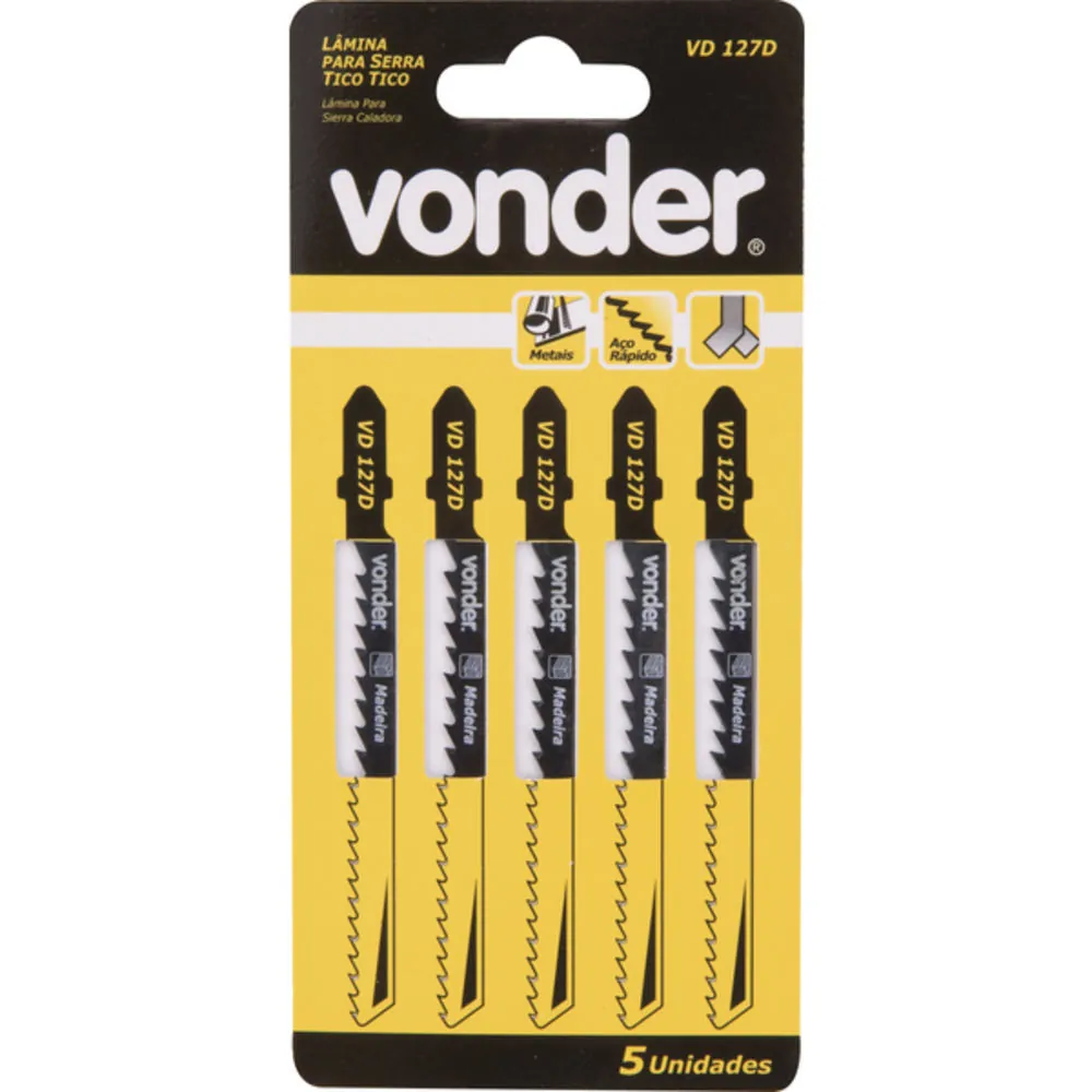 Jogo De Lâminas Para Serra Tico Tico 100 Mm 6 Dentes Com 5 Peças - Vd 244d - Vonder
