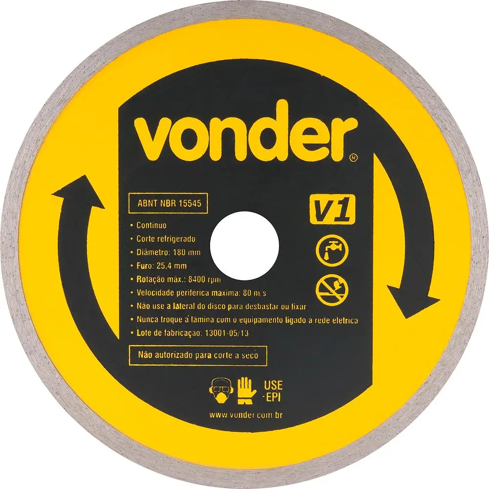 Disco Diamantado Liso Seco 180mm 7 V1 Vonder