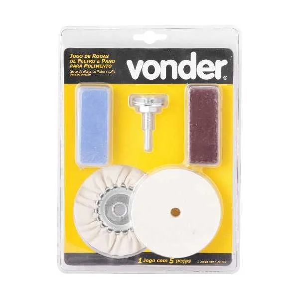Rodas Para Polimento 5 Pcs Feltro / Pano / Pasta - Vonder