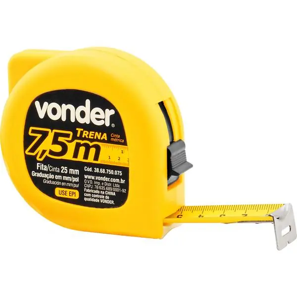 Trena Aco 7,5m X 25mm Economica Vonder