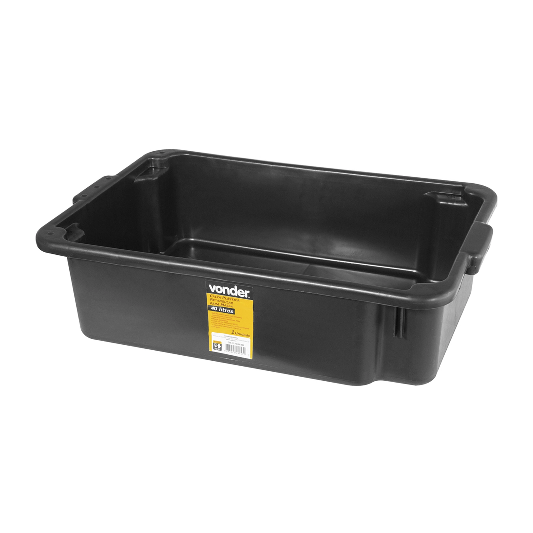 Masseira Plástica 40L Preta Vonder