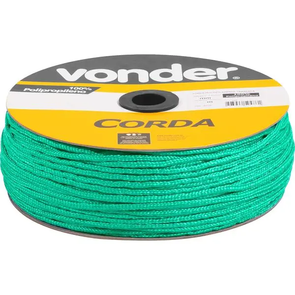Corda Multifilamentada Trançada 6mmx165m 2,55kg Verde Polipr
