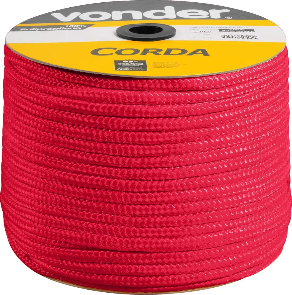 Corda Multifilamento Trançada 10mm 190m Vermelha Carretel -