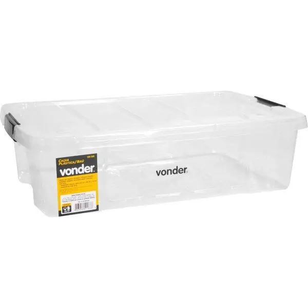 Caixa Plástica Ferram Baú 620x405x175mm S/ Alça Transp