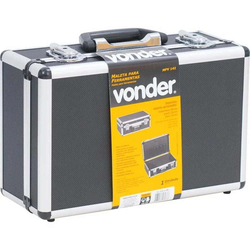 Maleta Para Ferramentas Profissional 360 X 230 X 150 Mm - Mfv141 - Vonder (preto)