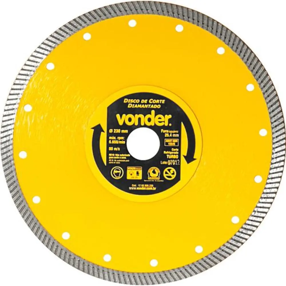 Disco Diamantado 230 Mm Turbo Para Porcelanato E Cerâmica - Vonder