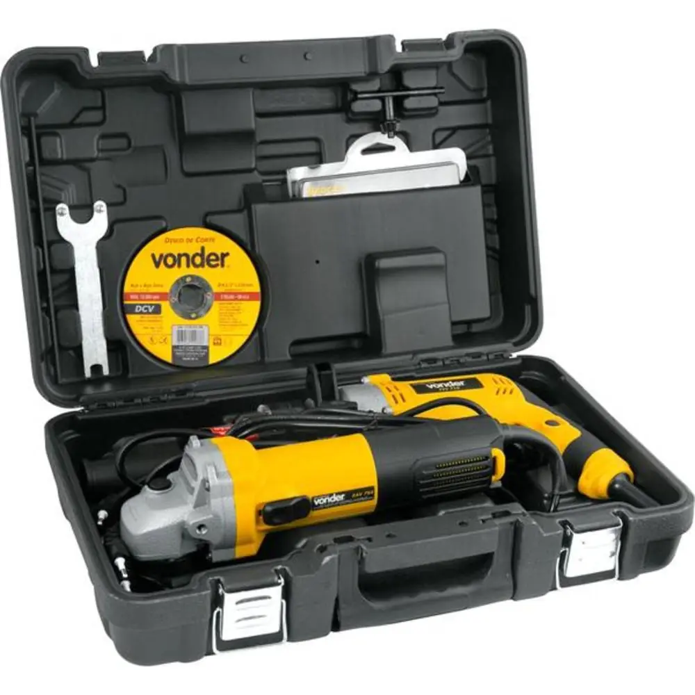 Combo Esmerilhadeira 4.1/2" 750w + Furadeira De Impacto 1/2" 710w + Jogo De Brocas E Disco - Efv751 - Vonder (220v)